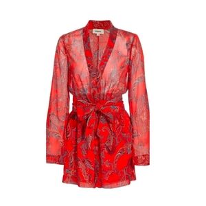 L'AGENCE Arabell Paisley Tie-Waist Romper NWOT Size 16 (Belt Missing)